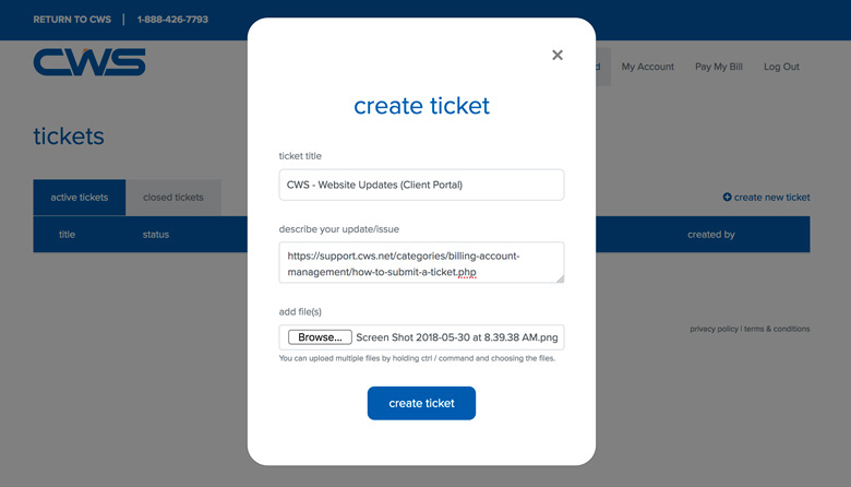 Fill in ticket information