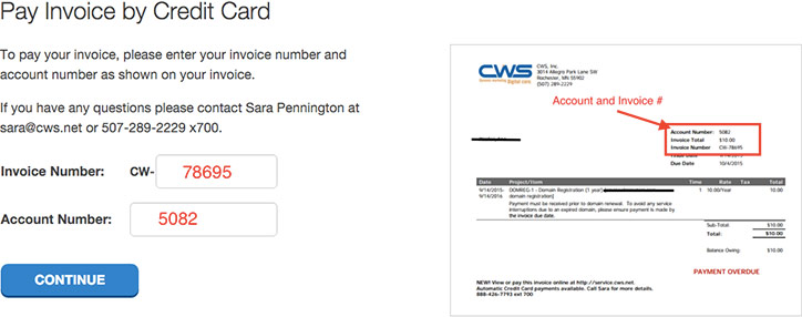 Showing entering invoice and account numbers